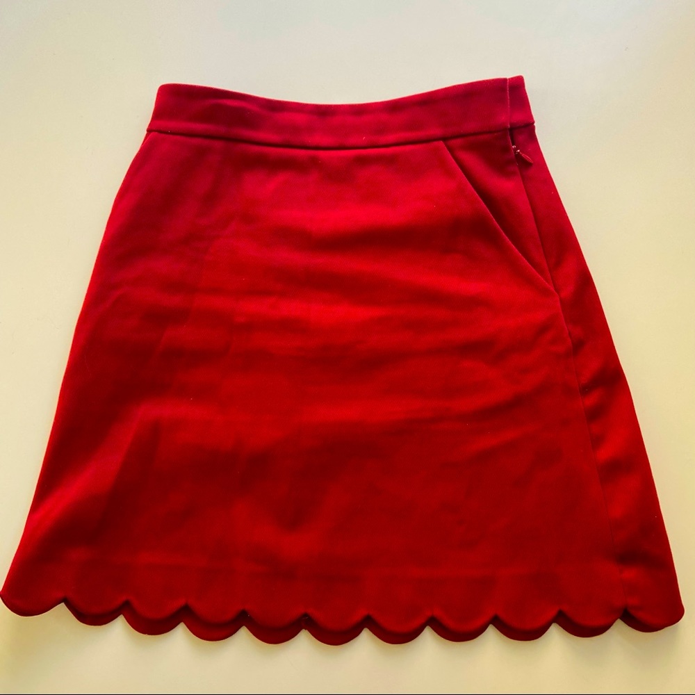 Cos red mini-skirt with scalloped hem size 4